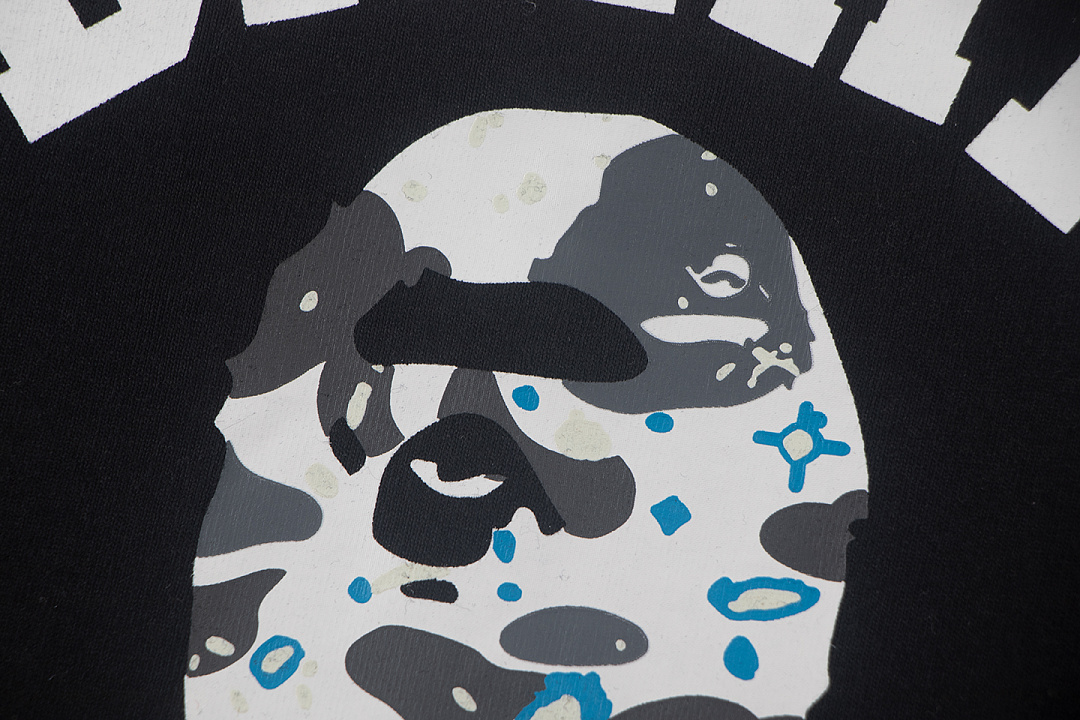 Bape 148 TOP Print Collar Short Sleeve T Black White S-XL - Image 9