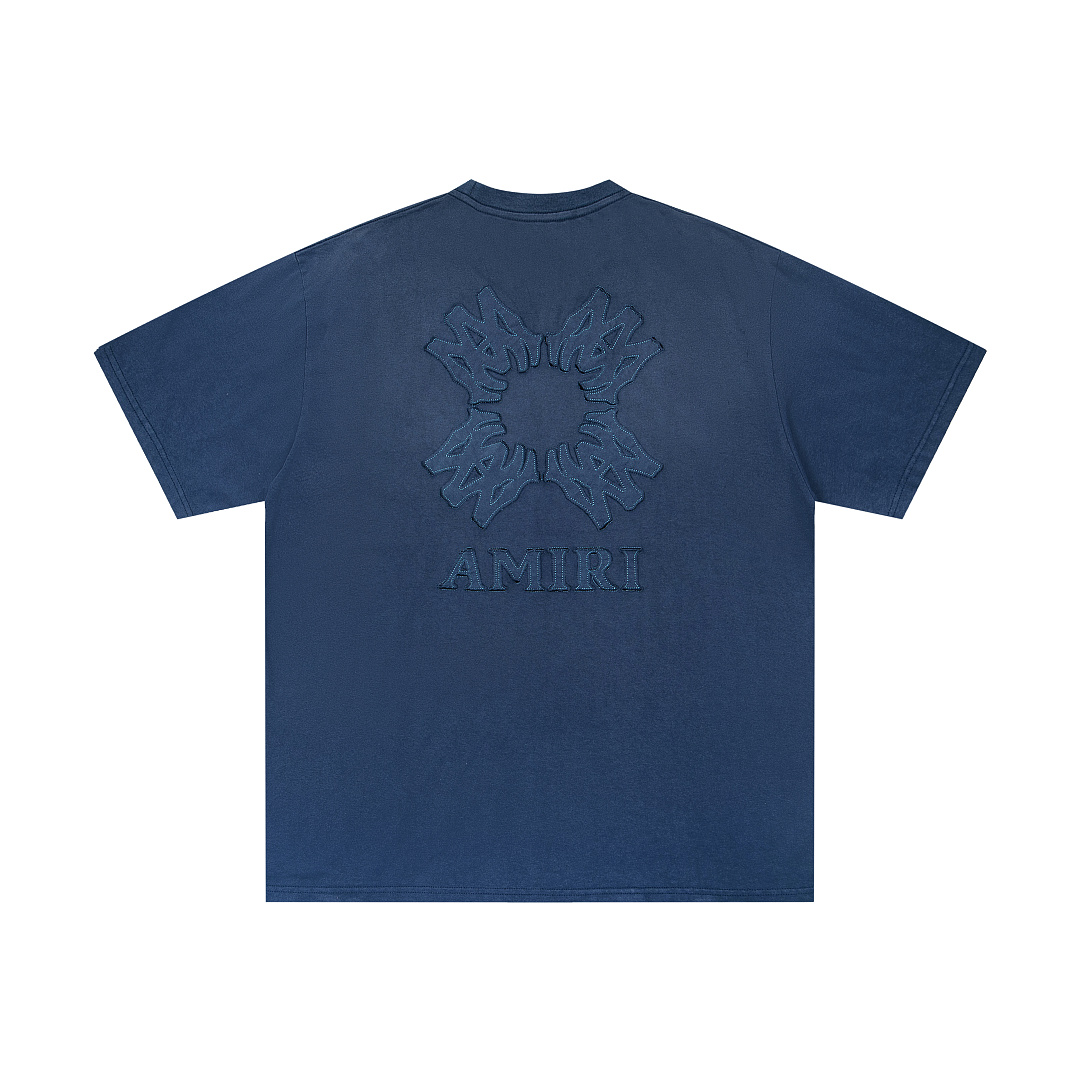 AMIRI 138 Logo Floral Short Sleeve T Water Black Blue S M L XL 9939# - Image 4