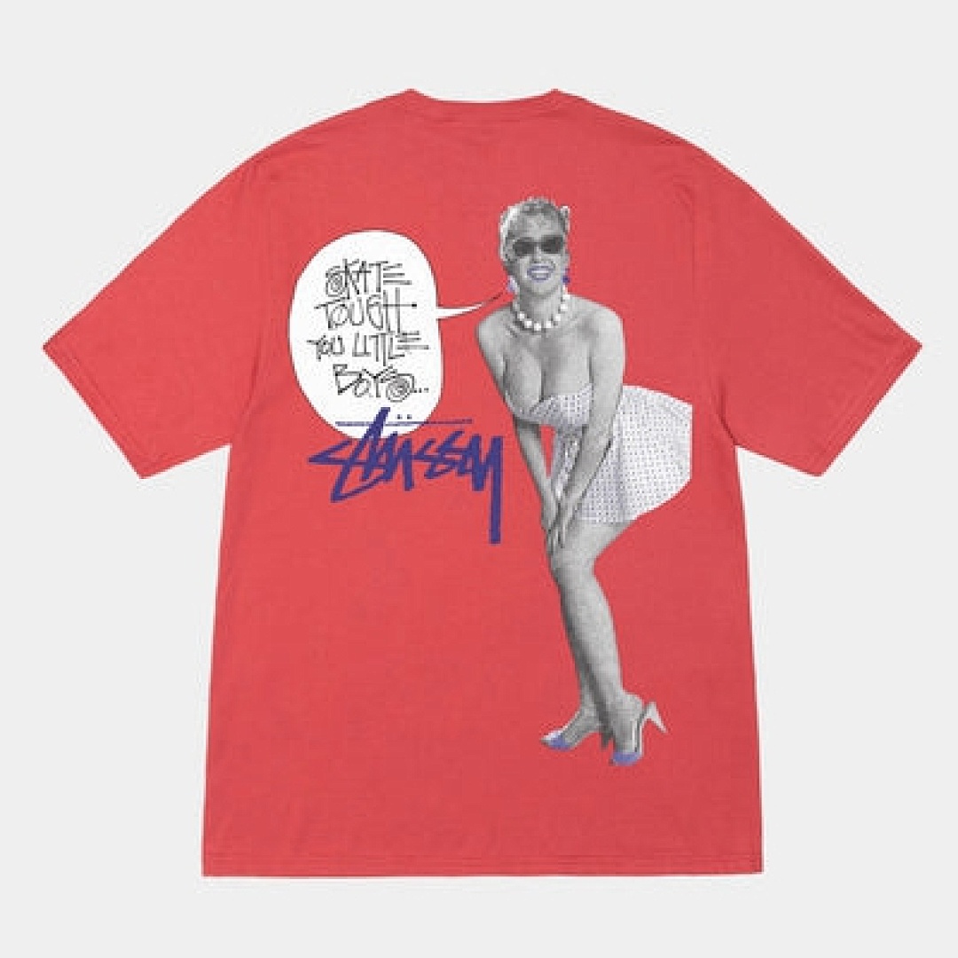 Stussy 108 Stu Print Collar Short Sleeve T : Black White Red S Ｍ L XL XXL - Image 5