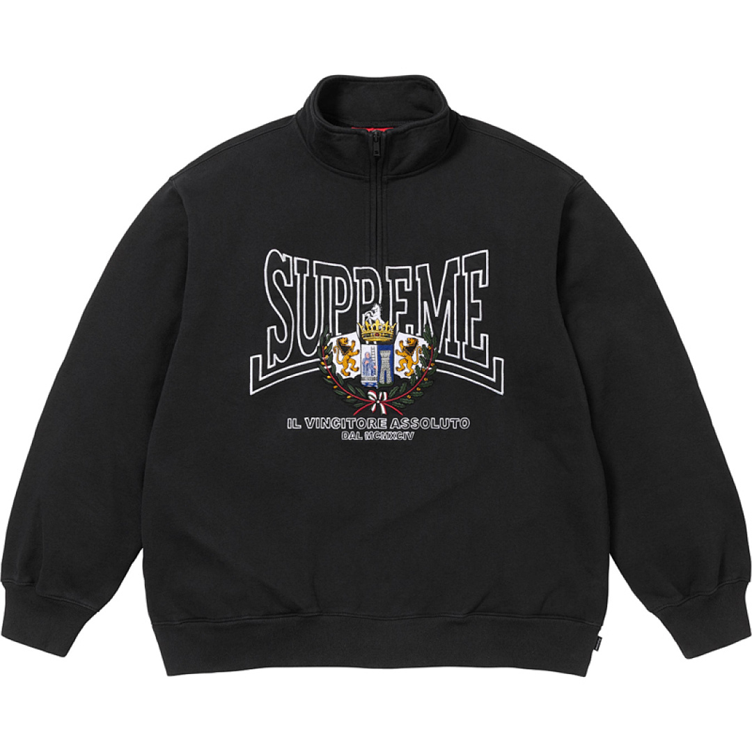 Supreme 368 CREST APPLIQUÉ HALF ZIP PULLOVER Stand Collar Black Light Grey Blue Sky S M L - Image 3