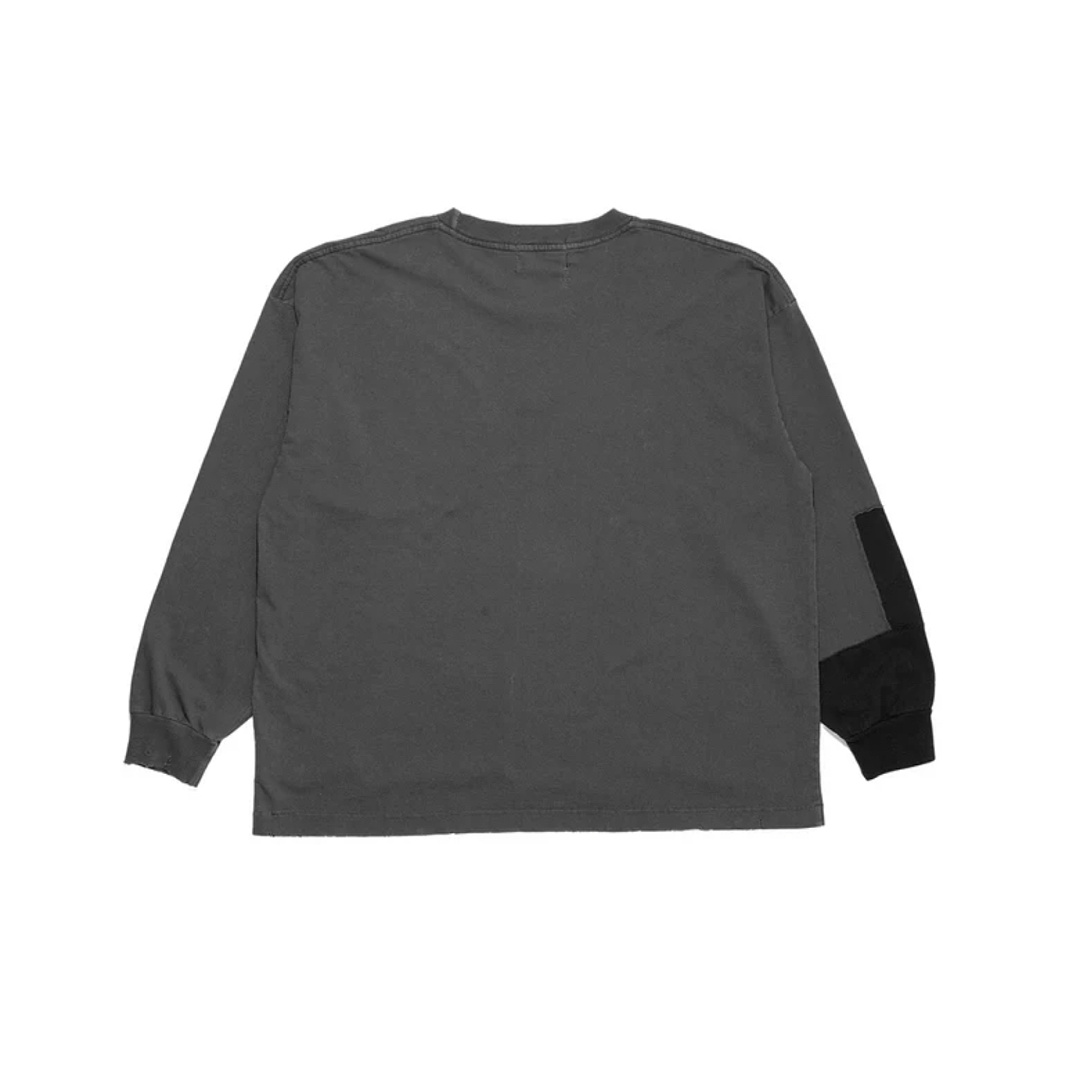 Enfants Riches Deprimes 158 Enfants Riches Deprimes Label Patchwork Long Sleeve T : S M L XL (Washed Grey Blue) - Image 4