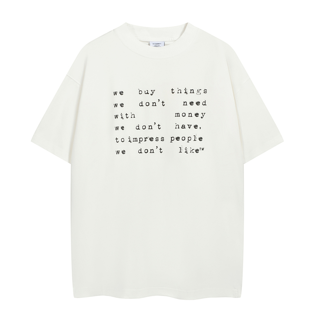 Unbranded 118 Vetements Label Logo Print Short Sleeve T White S-XL V5100#