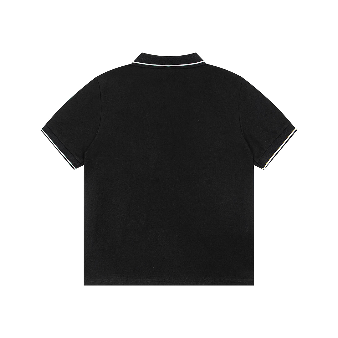 AMIRI 128 26Ss New Logo Embroidered Collar Buckle Polo Short Sleeve T Black White Grey S M L XL 9937# - Image 4
