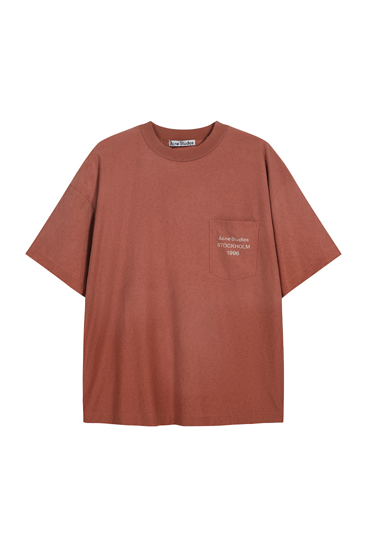 Acne Studios 118 AC LOGO Print Short Sleeve T Black White Brick Red S-XL 8096# - Image 3