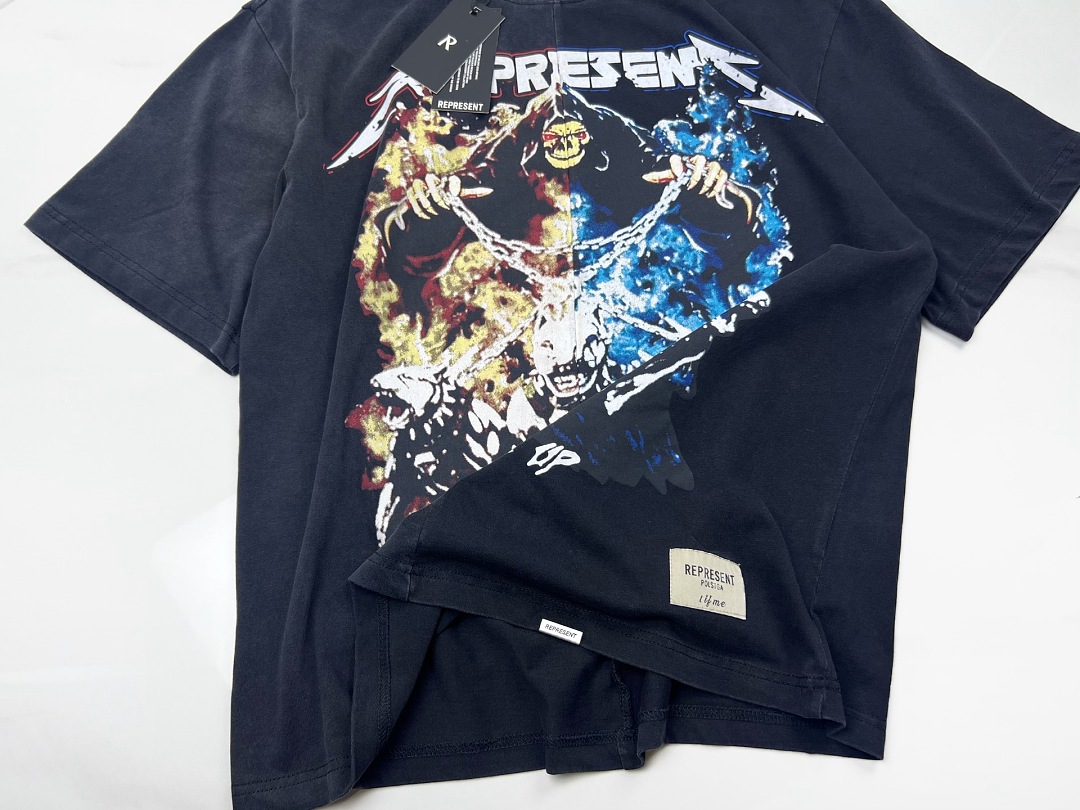 Represent 158 REPRESENT New High Mens Womens Top Water Wide Short Sleeve : S-M L XL (Black) - Image 8