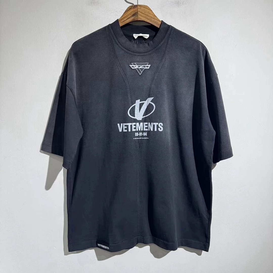 Unbranded 148 VETEMENTS Patchwork Wind Short Sleeve T Black Ink Green S-XL V5201# - Image 37