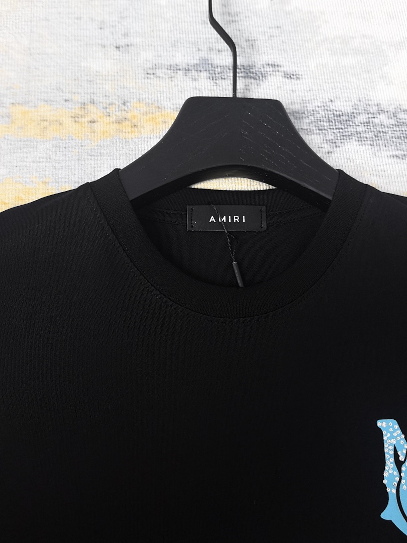 AMIRI 118 Wide Version Model Short Sleeve T Logo Print Diamond High Wind Black White S M L - Image 26