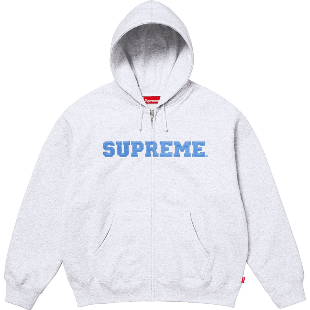 Supreme 358 25FW COLLEGIATE APPLIQUE HOODED Black Light Grey Blue S M L - Image 4
