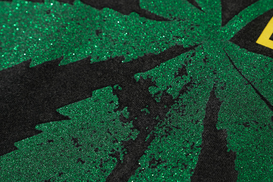 Gallery Dept 118 Gallery Dept. LOGO Green Leaf Print Short Sleeve T Black S-XL 3405# - Image 6