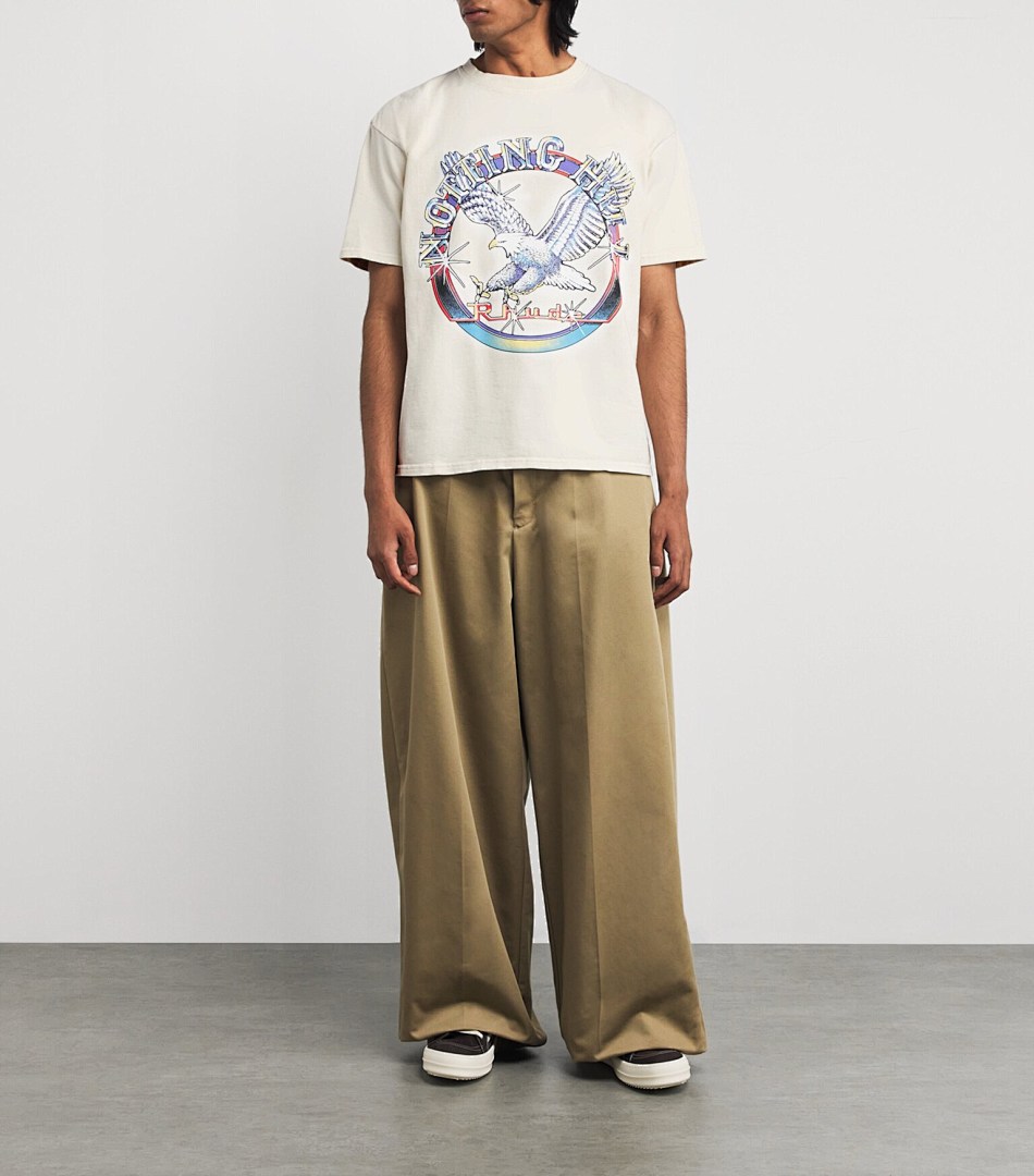 On Running ON SALE58 RHUD Notting Hill Eagle Logo-Print Cotton-Jersey Print Collar Short Sleeve T : Black Apricot S M L - Image 7