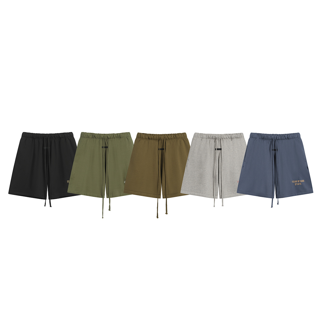 Essentials 148 Ess Fall24 BACK TO SCHOOL Fleece Soccer Short Print Black Green Olive Oatmeal Grey Sea Blue S-XL - Image 4