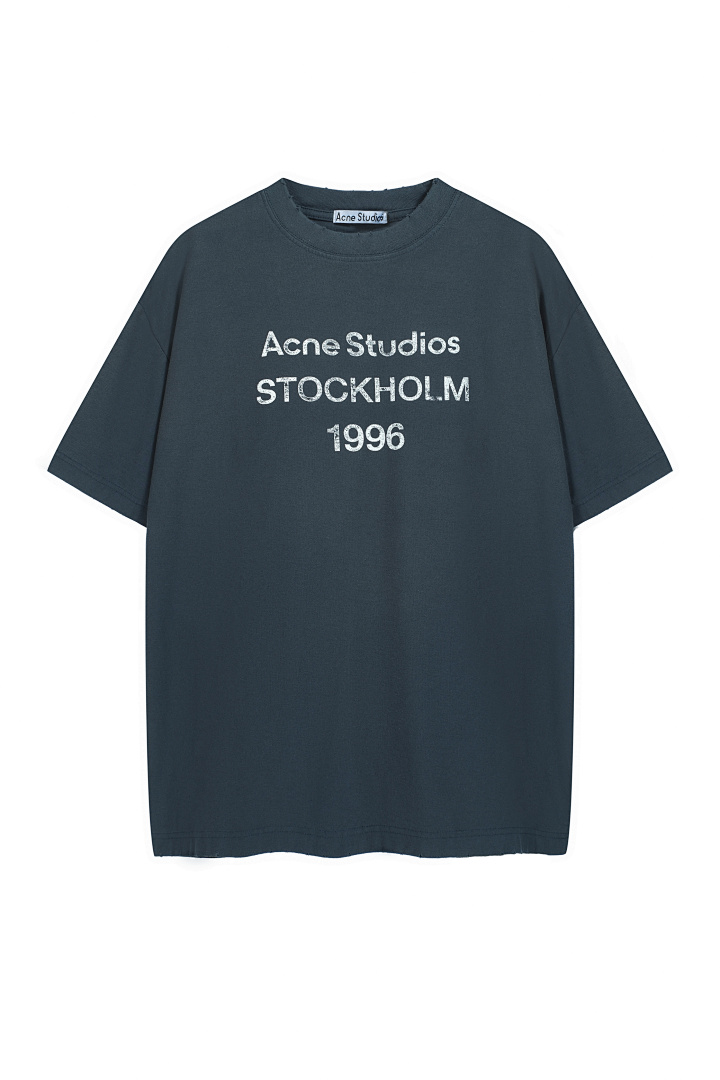 Acne Studios 118 AC LOGO Print Short Sleeve T Pink Floral Grey Black White Red Olive Green Dark Blue Spring Purple S-XL 8026# - Image 19
