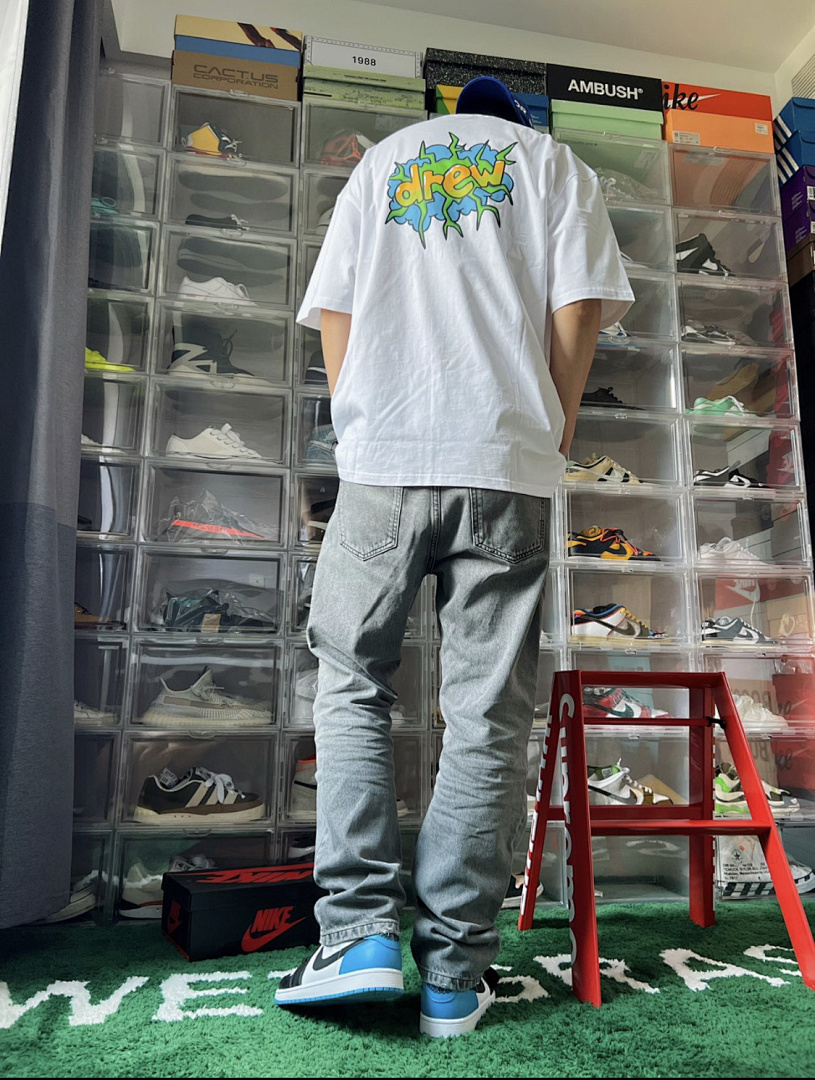 Drew House 98 DREW HOUSE Limited Exclusive Logo Print Collar Short Sleeve T White Color Blue S M L - Image 23