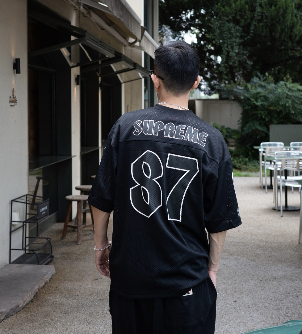 Supreme 218 SPITFIRE FOOTBALL JERSEY Fire Flame V Collar Short Sleeve Olive Black Red S - Image 42