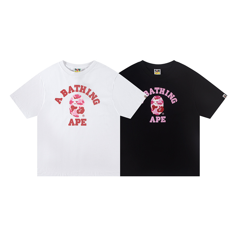 Bape 148 TOP Print Collar Short Sleeve T White S-XL