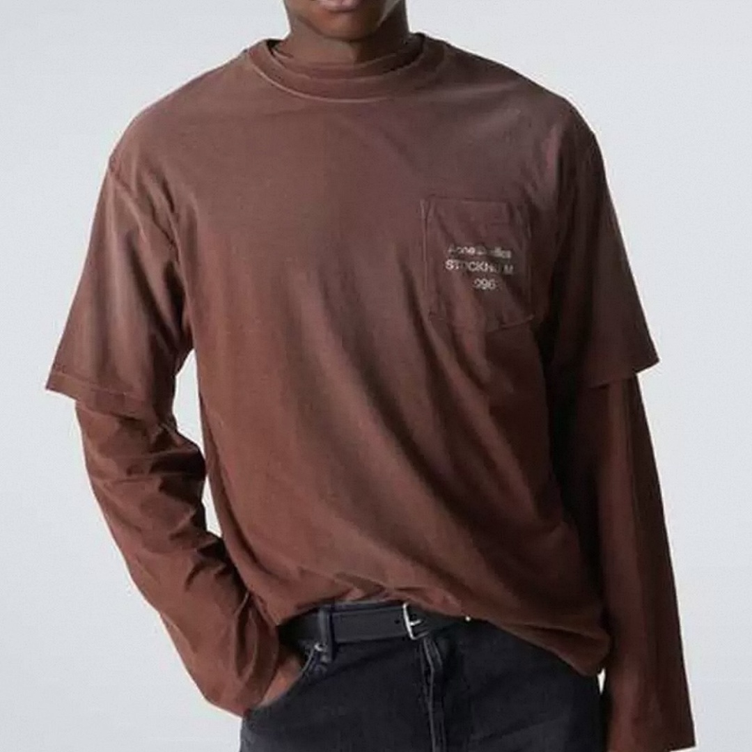 Acne Studios 118 AC LOGO Print Short Sleeve T Black White Brick Red S-XL 8096# - Image 52