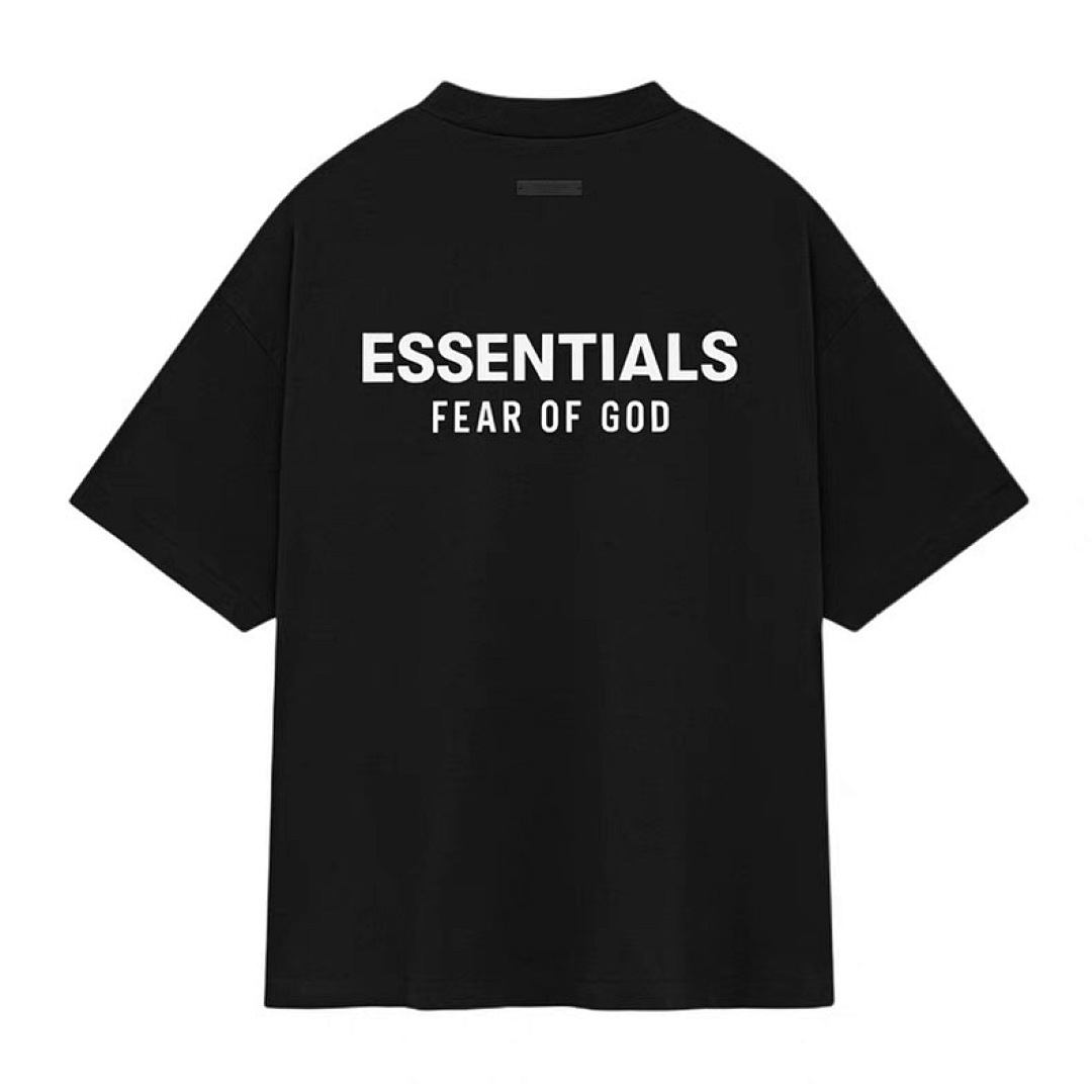 Essentials 118 Ess FALL24 HOLIDAY Jersey Crewneck T-Shirt Collar Wide Short Sleeve T : Light Mist Grey Black Dark :S-XL