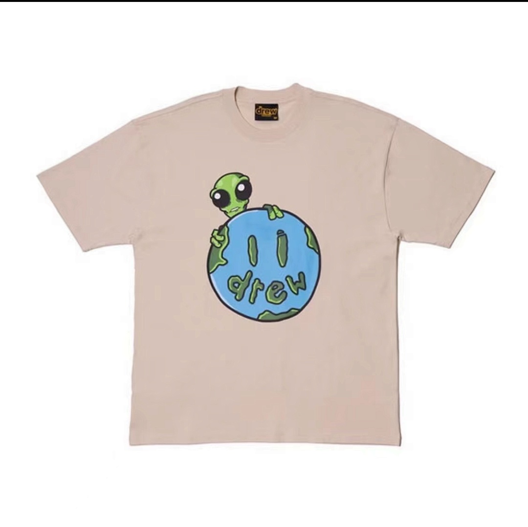 Drew House 98 DREW HOUSE ALLEN THE ALIEN Ss TEE Star Print Collar Solid Cotton Short Sleeve T Light Camel Pink S M L - Image 23