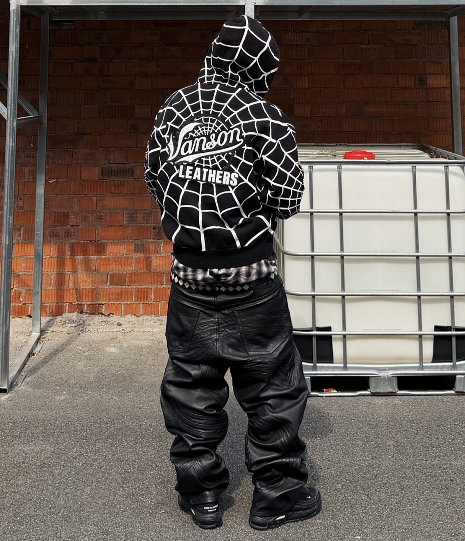 Sp5der 438 VANSON SPIDER-MAN Collab SS26 ZIP UP HOODED Thin Velvet Black Red S-XL - Image 57