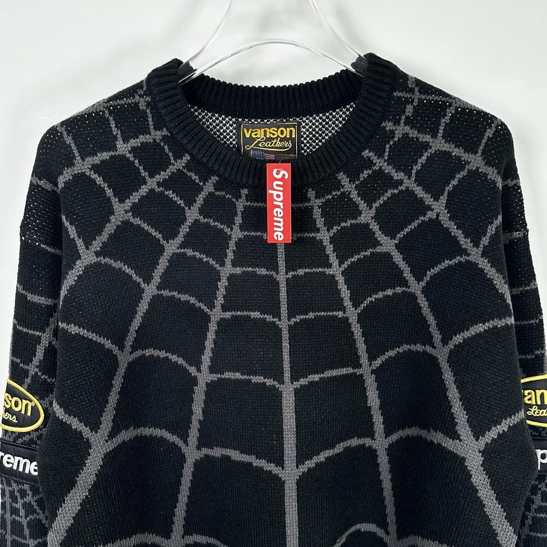 Sp5der 368 VANSON SPIDER-MAN SWEATER SS26 Embroidered Collar Fleece Black Red S - Image 19