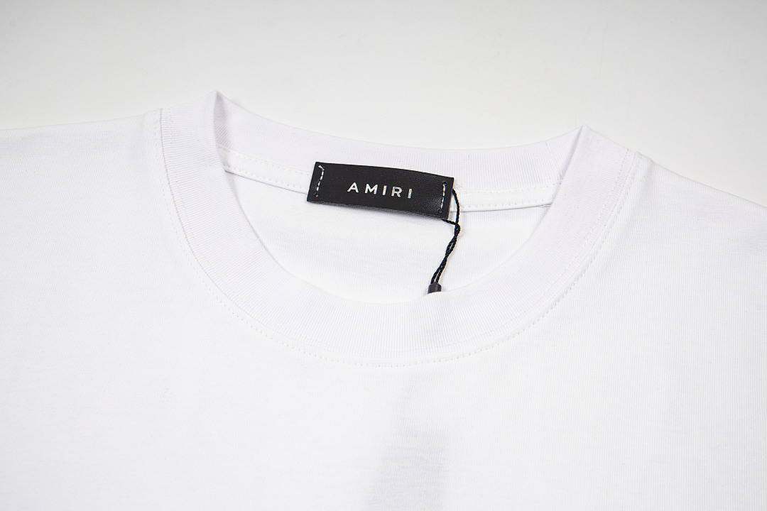 AMIRI 118 Wide Version Model Short Sleeve T Logo Print High Wind Black White S M L XL 9904# - Image 15