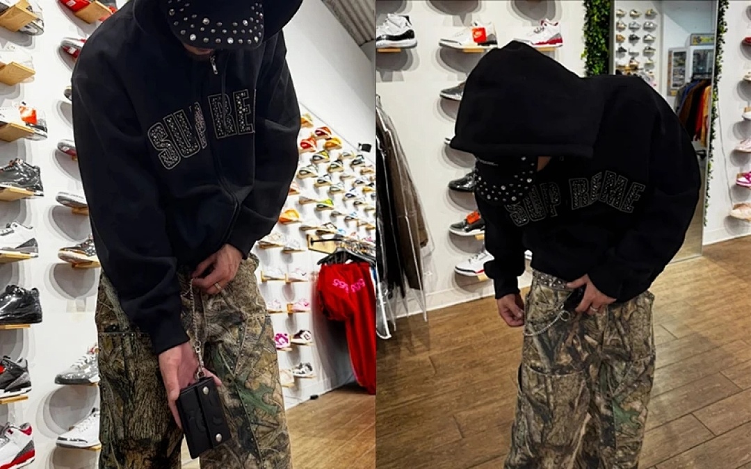 Bape 438 B.B.SIMON ZIP UP HOODED Diamond Black Grey Red Camo Quad S - Image 21