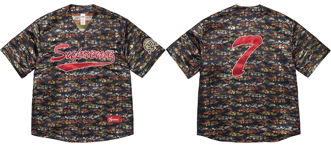 Supreme 298 SS26 KIMONO BASEBALL JERSEY Floral White Black Navy S-XL - Image 10
