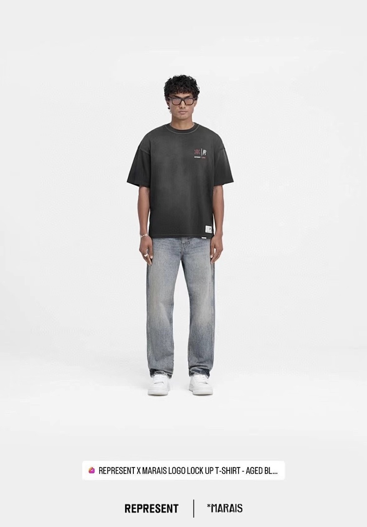 Represent 118 REPRESENT X MARAIS Collab Logo Short Sleeve T Black S-XL R3120# - Image 22