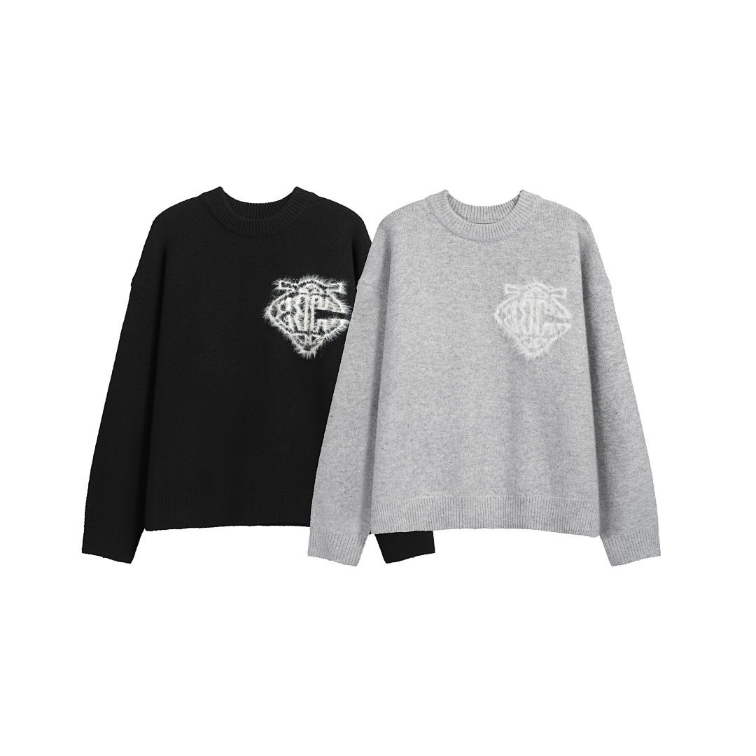 Christian Louboutin 198 THECOUTURECLUB Floral Logo Collar Fleece Light Grey Black S-XL T8901#