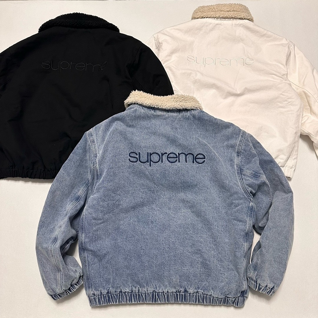 Supreme 598 24Fw Faux Shearling Lined Bomber Jacket Velvet Black White Water Blue S-XL - Image 28