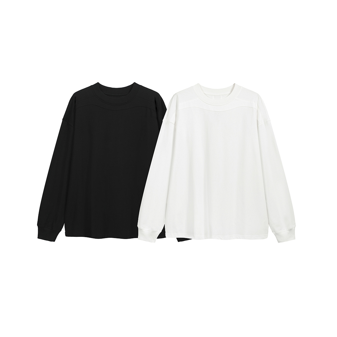 Unbranded 128 RO Wind Patchwork Solid Long Sleeve T Black White S-XL S2223#