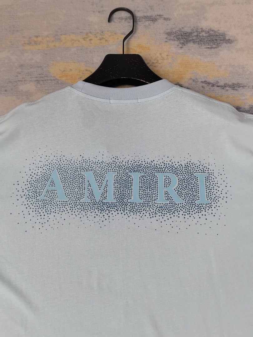 AMIRI 128 Wide Version Model Short Sleeve T Logo Print Diamond High Wind 260 Solid Cotton Black S M L XL 9911# - Image 29