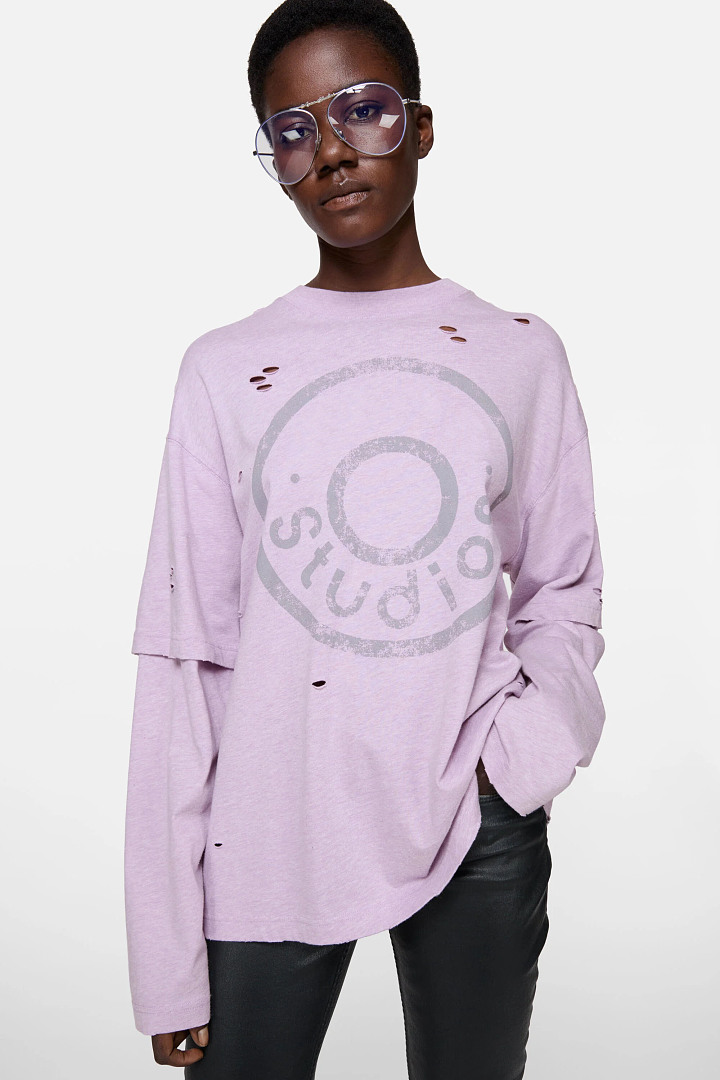Acne Studios 168 AC Buckle Long Sleeve T Floral Purple S-XL 8215# - Image 20