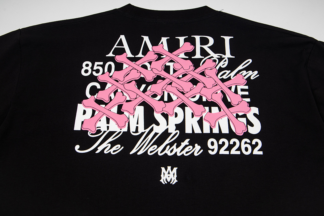 AMIRI 118 Wide Version Model Short Sleeve T Logo Print High Wind Black White S M L XL 9908# - Image 7