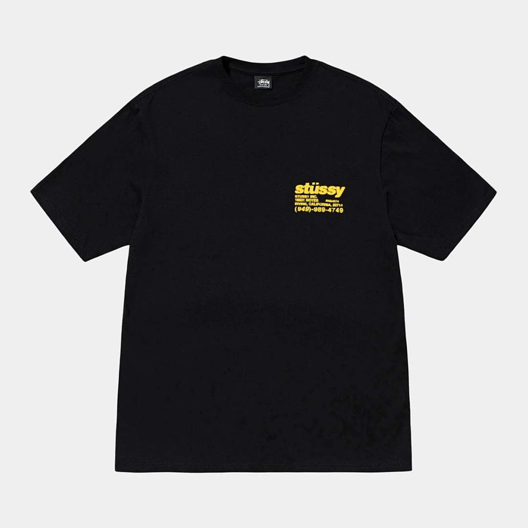 Stussy 108 Stu FW24 DNA TEE PIGMENT DYED LOGO Print Wide Collar Short Sleeve T Black White S M L - Image 15