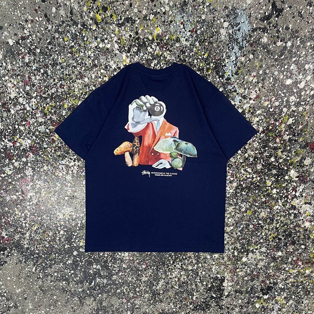 Stussy 108 STU 8 No In The Clouds Tee Black Print Short Sleeve T Mens Womens : White S -XXL - Image 5