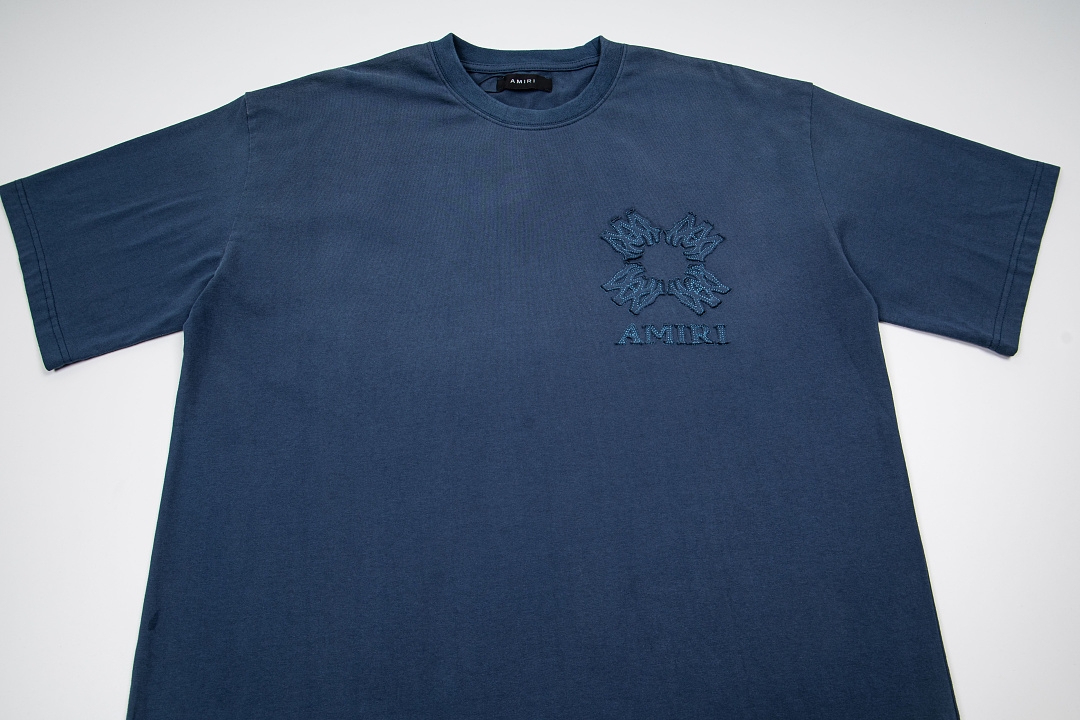 AMIRI 138 Logo Floral Short Sleeve T Water Black Blue S M L XL 9939# - Image 6