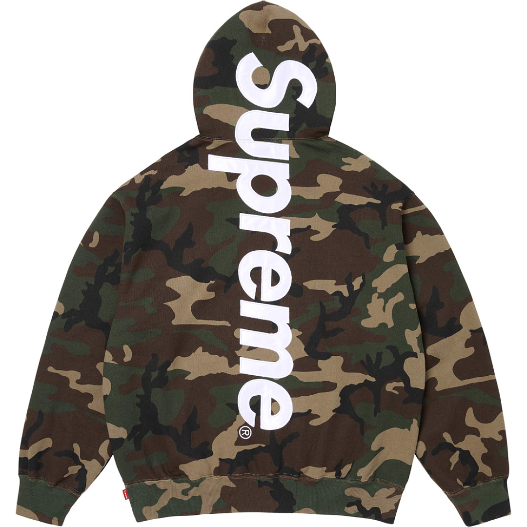 Bape 268 26SS Satin Appliqué Hooded Sweatshirt Camo Military Green Grey S M L