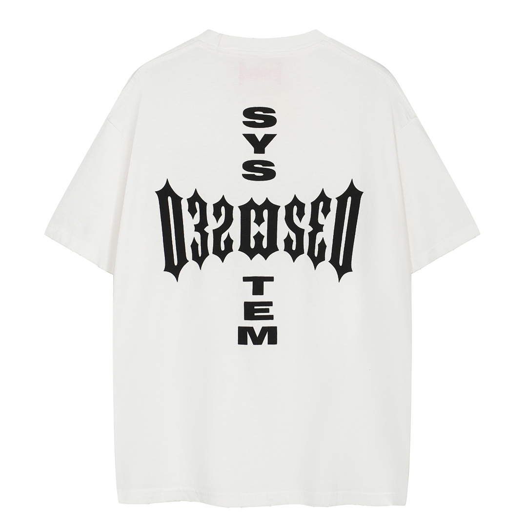 Unbranded 118 032C ''CRUX'' OVERSIZED BOX-CUT Print Short Sleeve T White S-XL 8010#