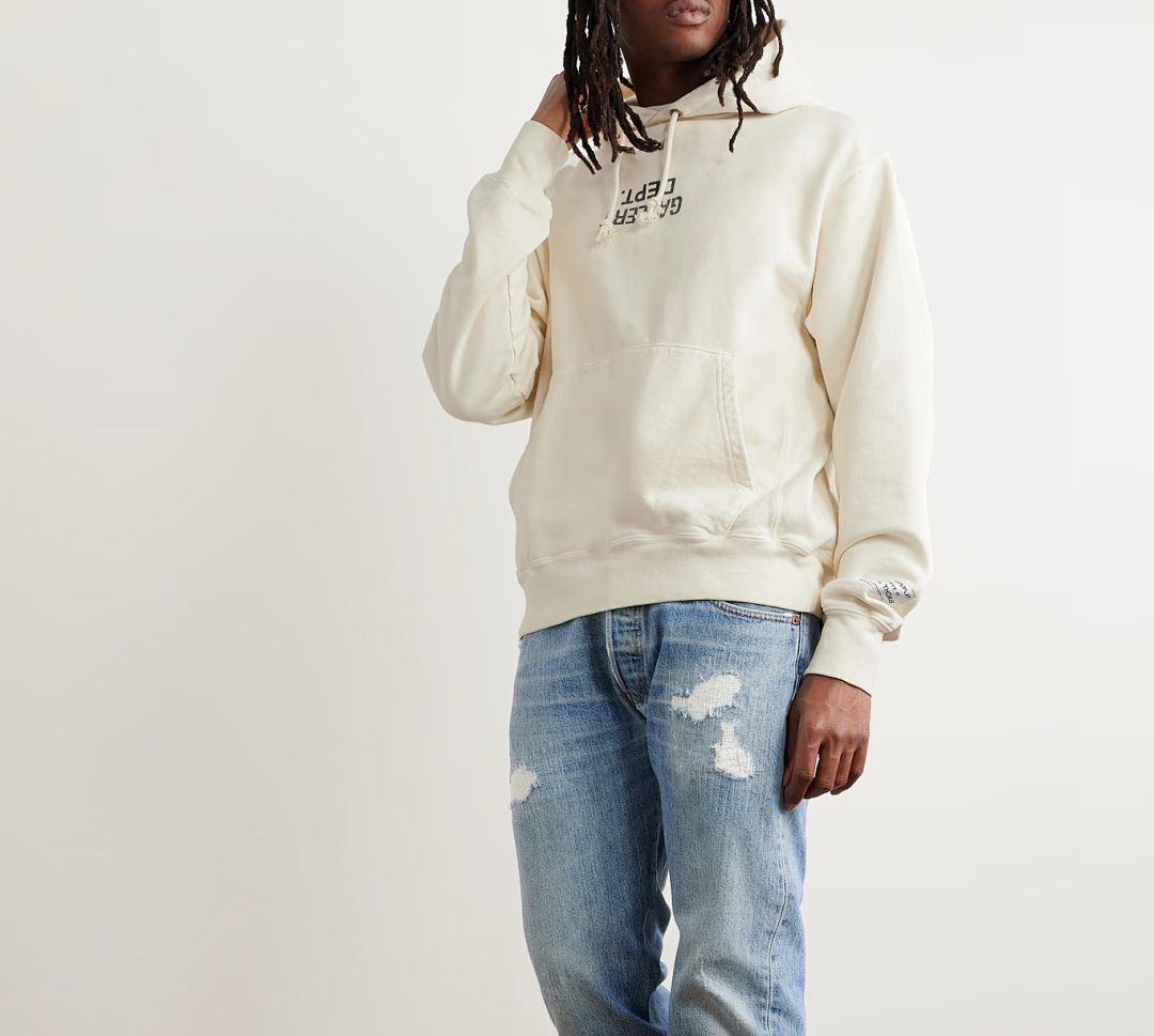 Gallery Dept 238 GALLERY DEPT. FUCKED UP LOGO HOODIE Print Fleece : Cream Apricot S M L - Image 4