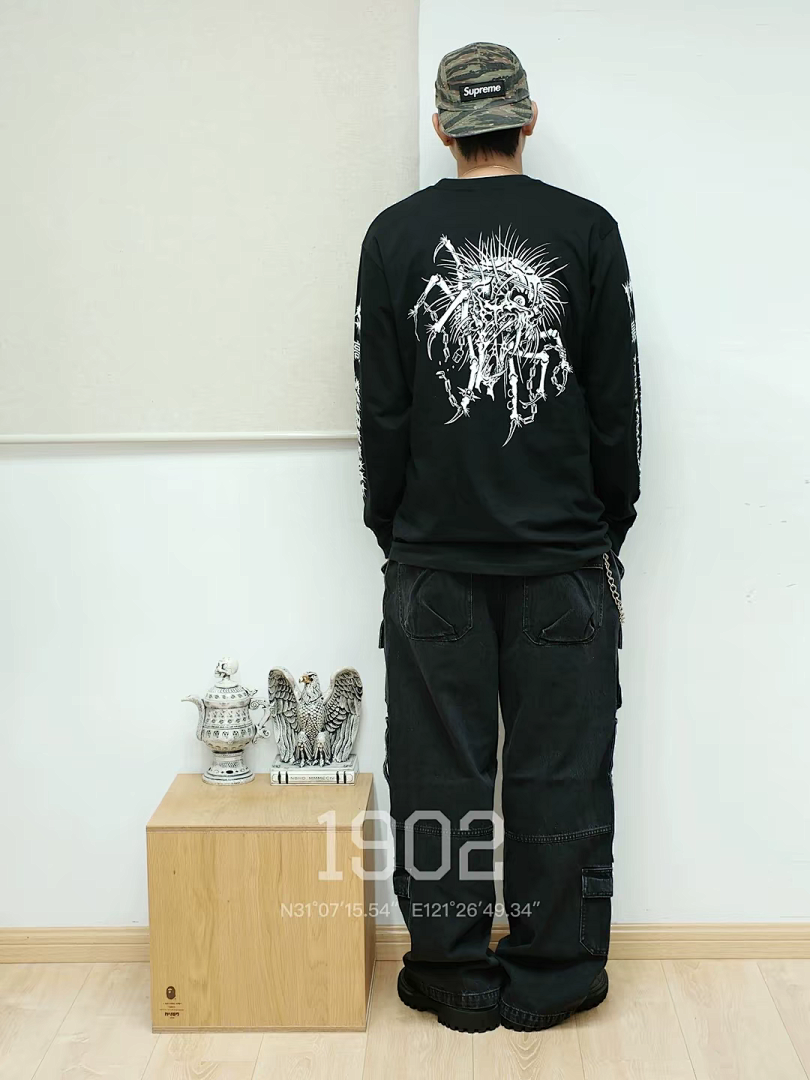 Supreme 178 Y'S Long Sleeve T Mountain Collab L/S TEE Double Print Black White S - Image 39
