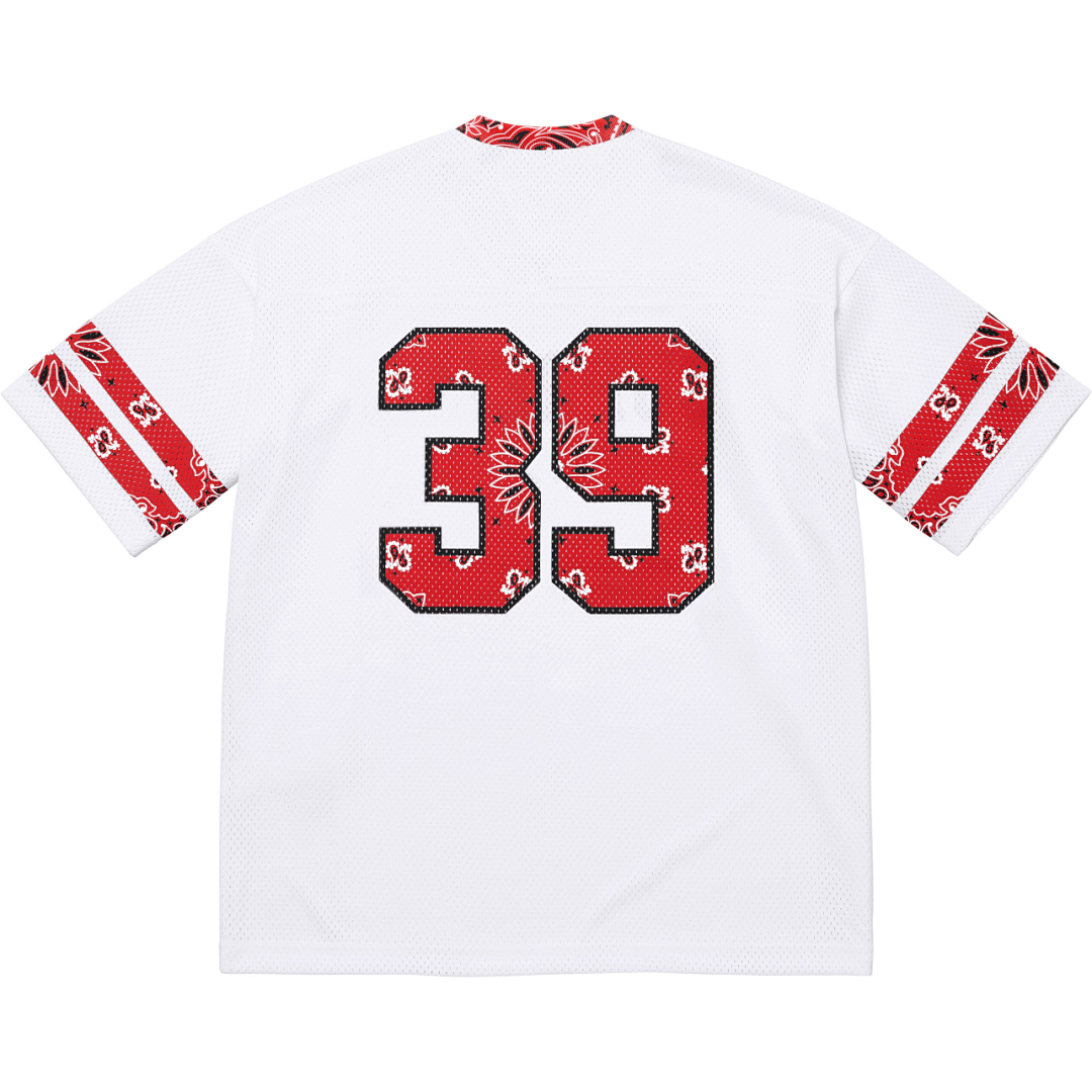 Supreme 198 SS25 BANDANA FOOTBALL JERSEY Fruit Floral Olive Black White S M L - Image 3