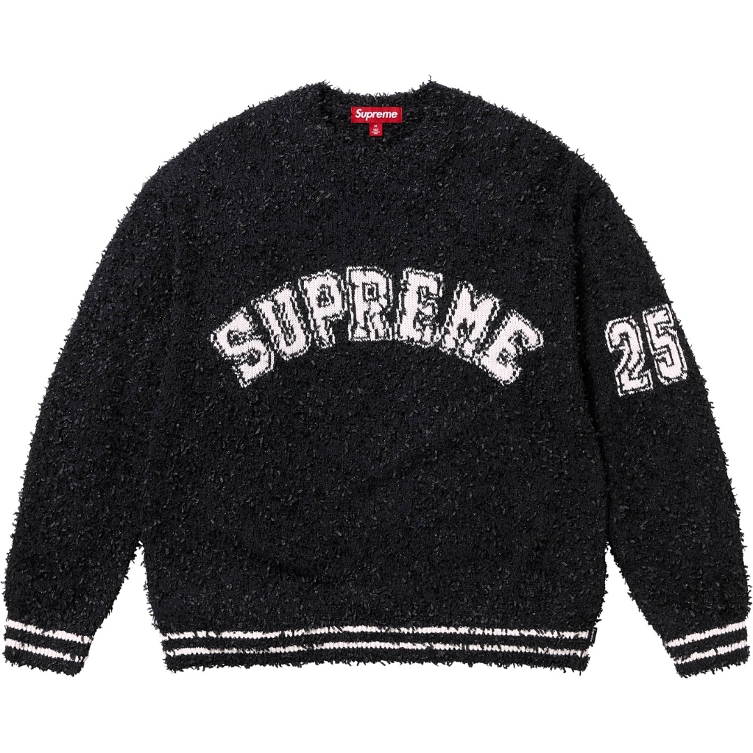 Supreme 368 SS25 TEXTURED ARC SWEATER Fleece Velvet Black Apricot Pink S-XL - Image 3