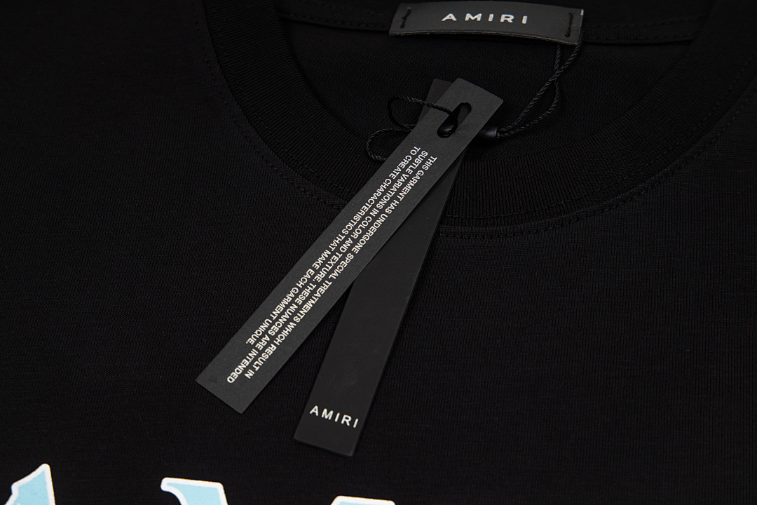 AMIRI 118 Wide Version Model Short Sleeve T Logo Print High Wind Black White S M L XL 9903# - Image 11