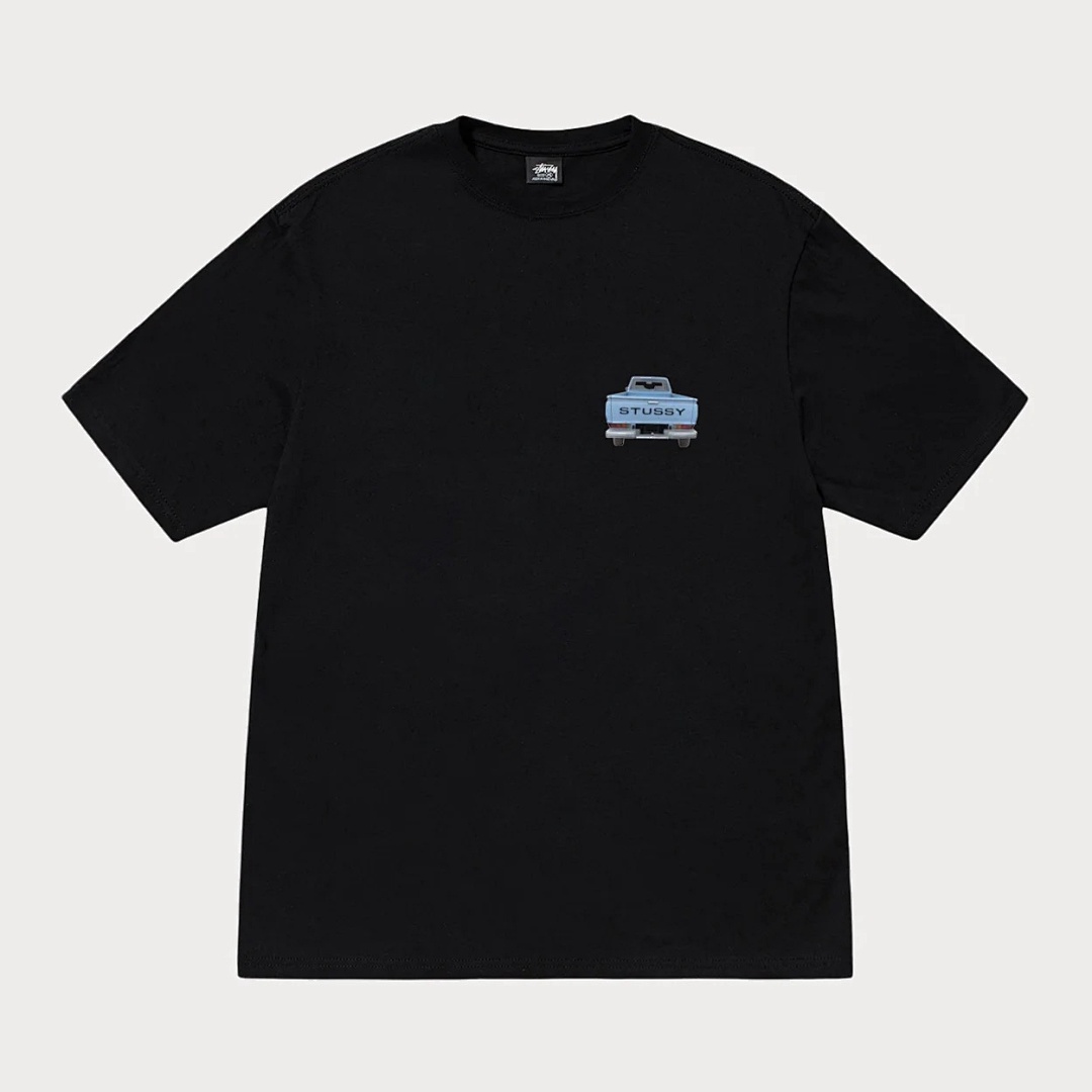 Stussy 118 Stu SS25 PICKUP TEE Leather Khaki Print Short Sleeve T Black White S M L - Image 3