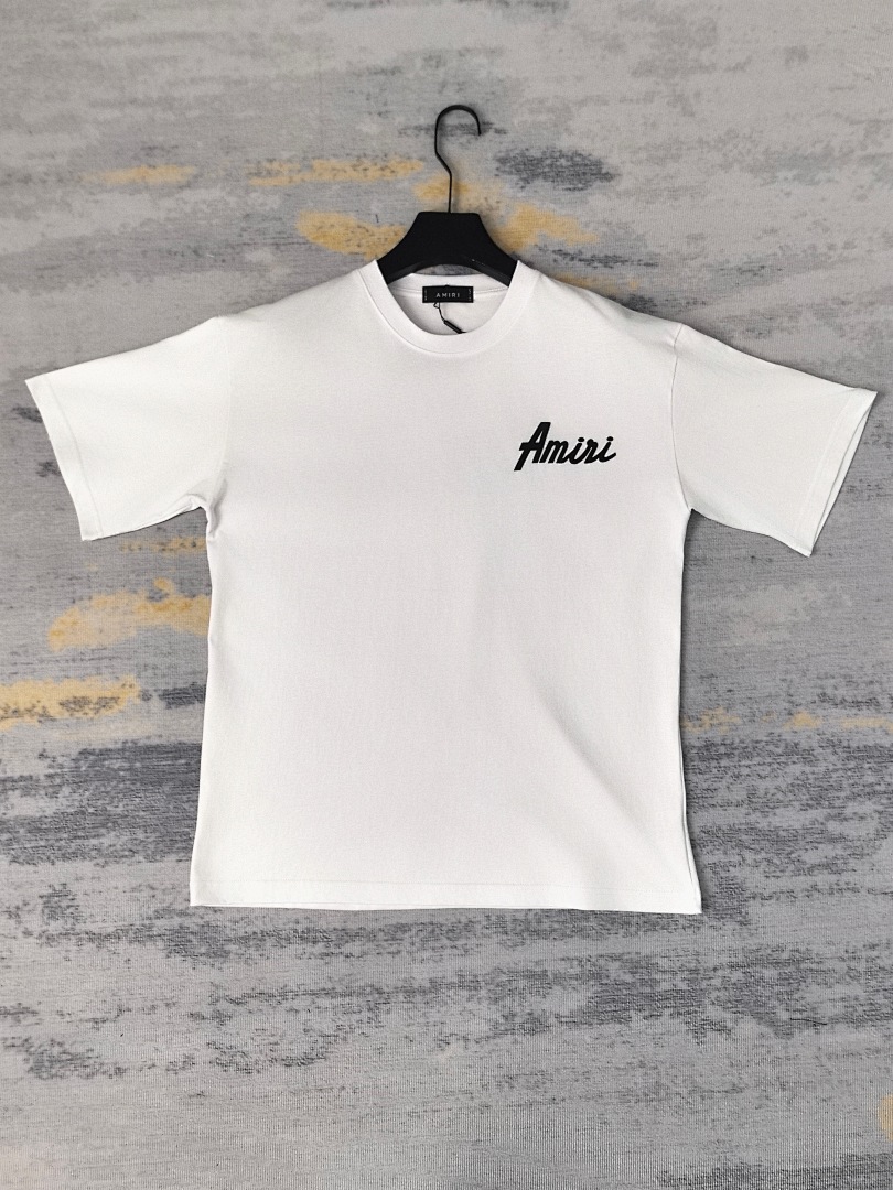 AMIRI 118 Wide Version Model Short Sleeve T Logo Print High Wind Black White S M L XL 9913# - Image 23
