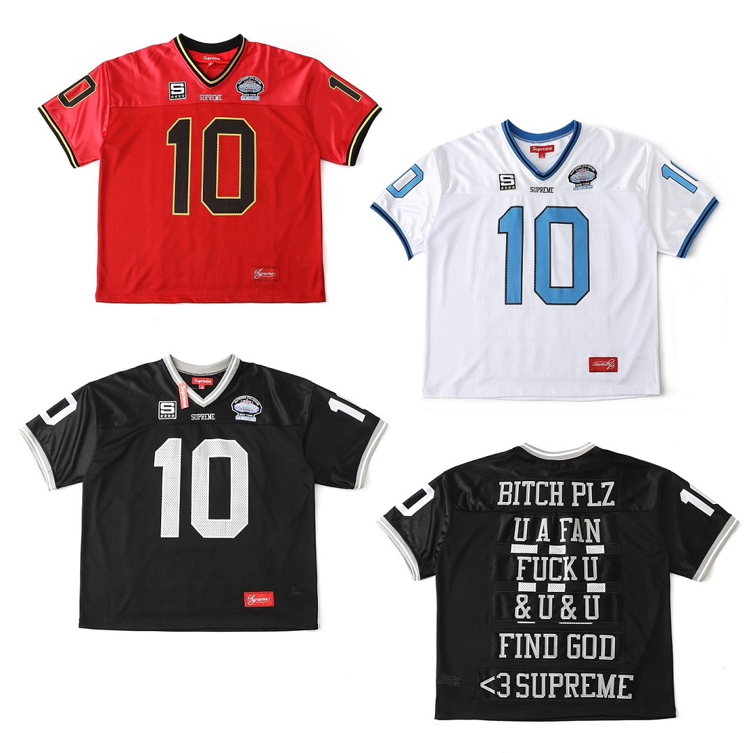 Supreme 268 SS26 WEEK1 Find God Football Jersey Embroidered Floral Mens Womens : White, Red, Black S-XL - Image 13