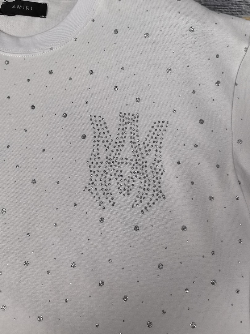 AMIRI 128 26Ss New Logo Diamond Starry Short Sleeve T Black White S M L XL 9928# - Image 38