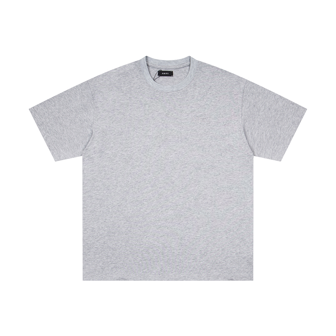 AMIRI 118 Wide Version Model Logo Embroidered Short Sleeve T Black Grey Cream Apricot S M L XL 9941# - Image 23