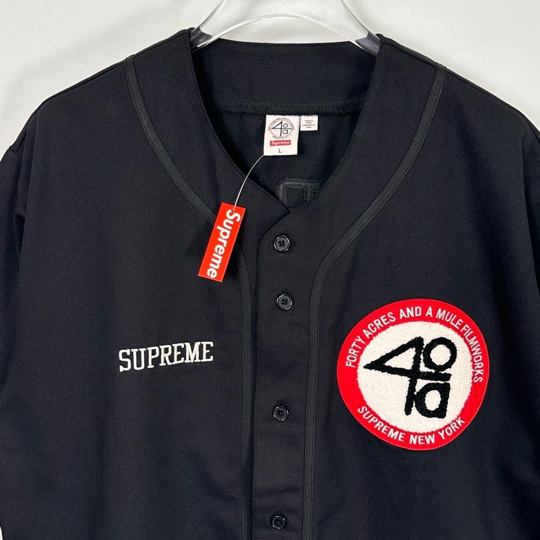 Off-White 268 SS25 40 Acres Twill Baseball Jersey LOGO Short Sleeve Black Off White S-XL - Image 35